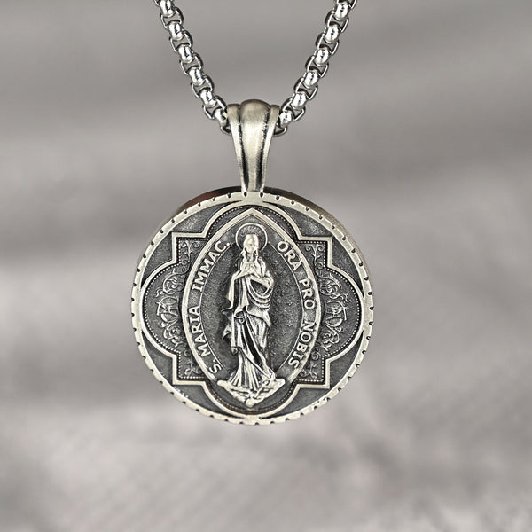 Immaculate Virgin Mary Pure Tin Necklace，the patron saint of USA、Brazil