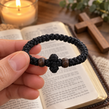 Adjustable Orthodox Prayer Rope Bracelet – Hand-Knotted Christian Prayer Cord with Wooden Beads