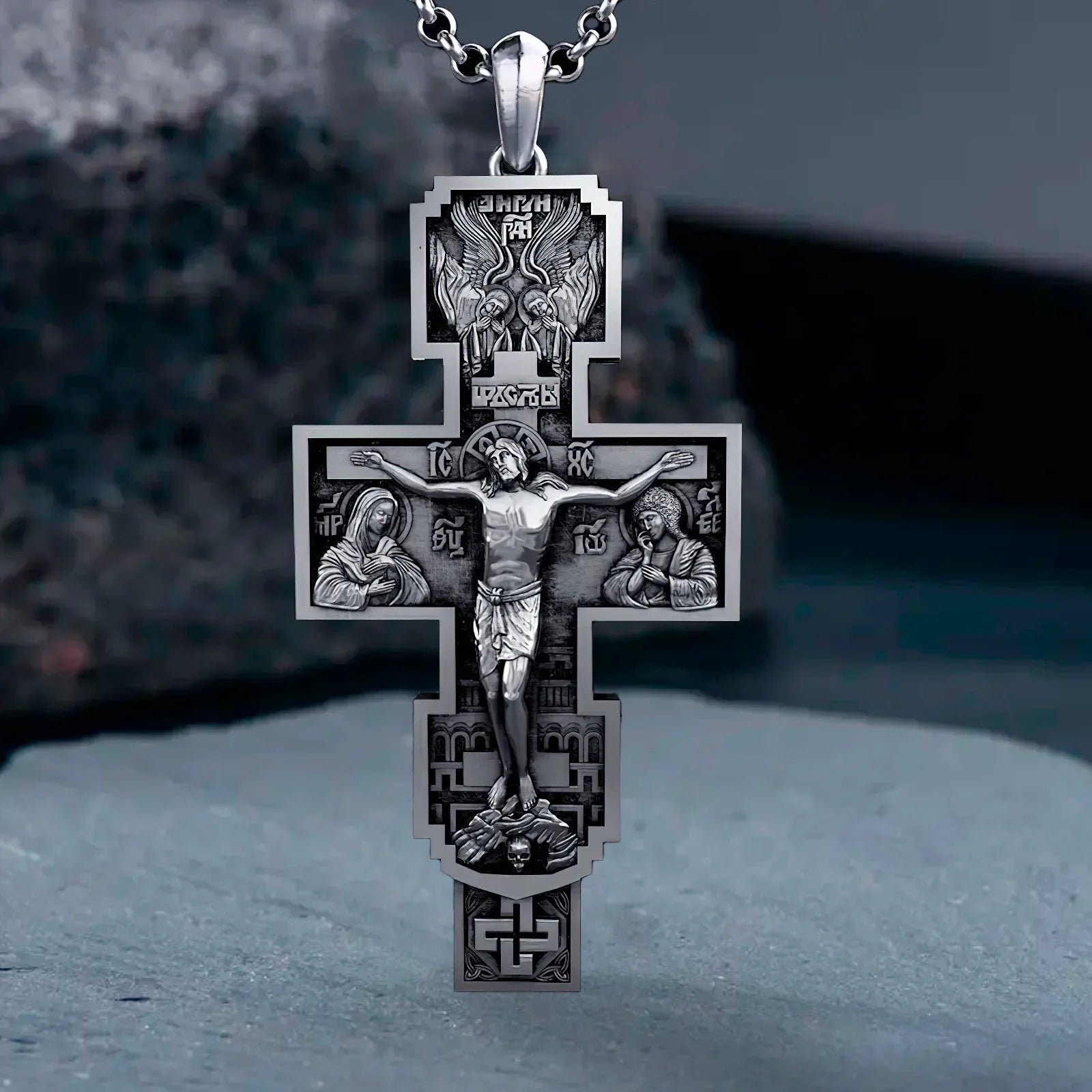 S925K Silver Orthodox Crucifixion Necklace – BGCOPPER