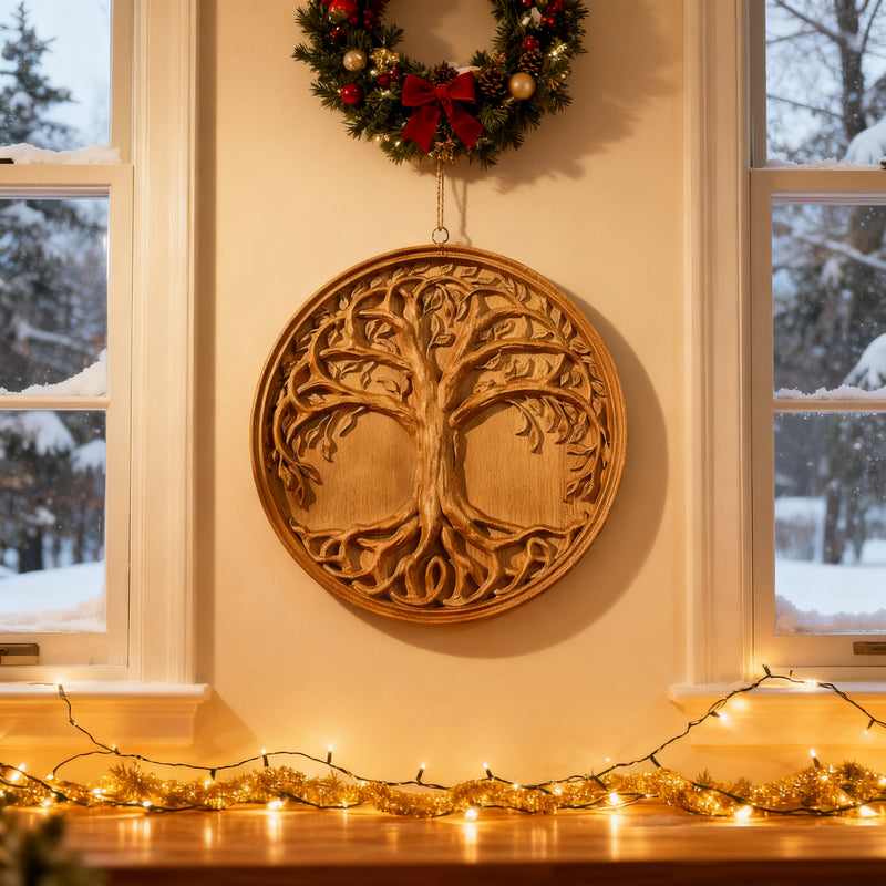 Tree of Life Wood Wall Art Decor Best Christmas Gift - With Free Stand