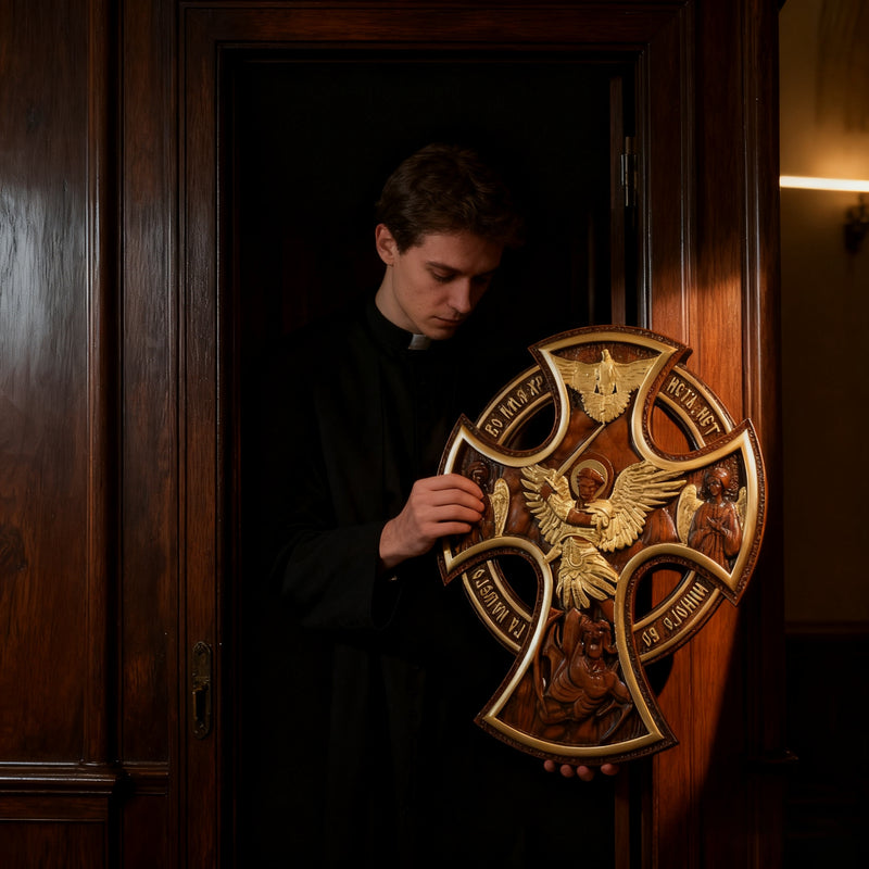 Orthodox Archangel Michael Wooden Sculpture - Gives Us Strength and Courage to Move Forward