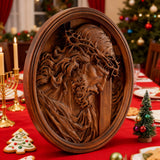 "Jesus with the Crown of Thorns" Beechwood Carved Icon | A Concrete Testimony of Redemption