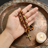 Wooden Medal Rosary with Cross
