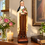St. Thérèse of Lisieux Statue – 22.4" Little Flower of Jesus with Roses & Crucifix | Catholic Prayer & Home Altar Decor