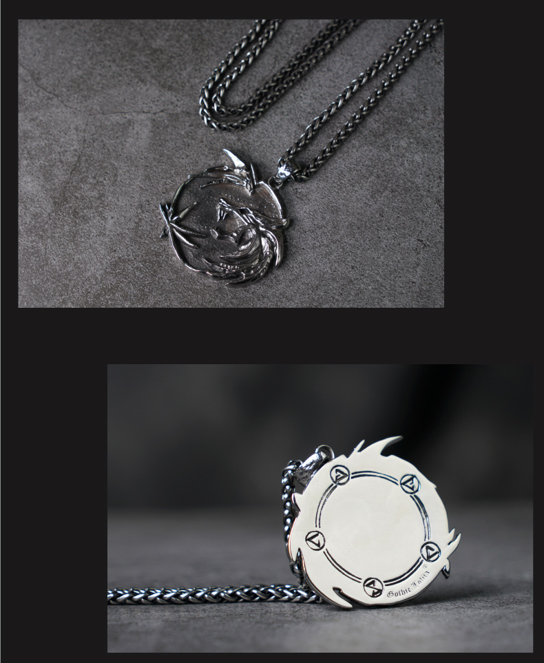 Wolf Head Steel Titanium Personalized Men's Necklace