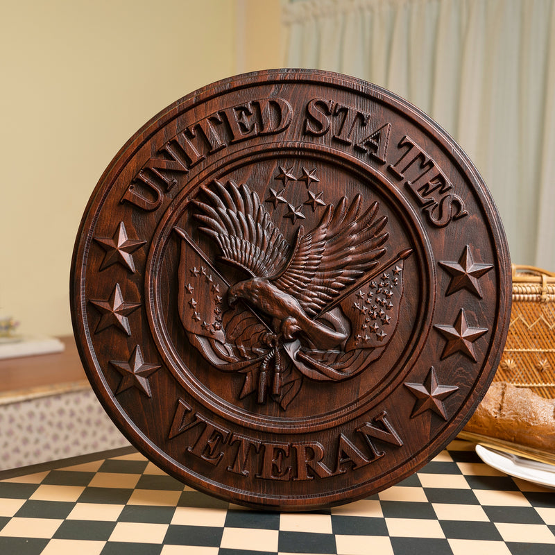 "I'm a Veteran" Roundel Woodcarving - A Tribute to All Veterans