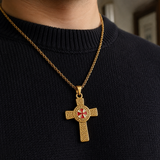 Knights Templar Celtic Knot Cross Necklace for Men, Red Enamel Templar Symbol Stainless Steel Pendant Product Parameters