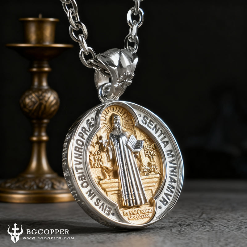 St. Benedict Home Blessing Titanium Steel Pendant