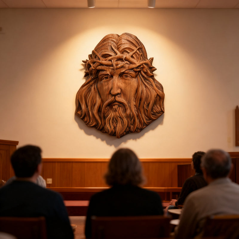 Handcrafted Beechwood Jesus Thorn Crown Wall Hanging — A Sacred Reminder of His Everlasting Love