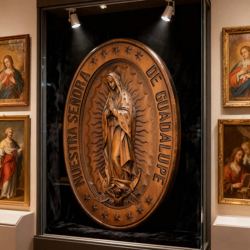 Vintage Colorful Our Lady of Guadalupe Wood Carving 🎨🪵 - Patron Saint of the Americas & Unborn Children 🙏🛡️