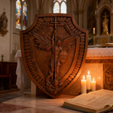 Guardian Michael Wood Carving - Handcrafted Spiritual Shield & Heirloom Gift