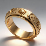 Sun, Moon & Stars Rotating Fidget Ring | Celestial Anxiety Relief Jewelry