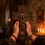 Christmas cross, Nativity cross,Joy to the world wood carving- best Christmas gift