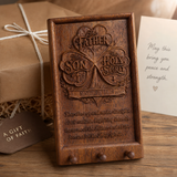 Holy Trinity Wooden Key Holder – Hand-Carved Walnut Wall Plaque with Matthew 28:19