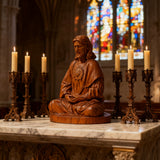 🕊️ Jesus Meditation Wooden Statue - Desk Sculpture for Prayer & Reflection