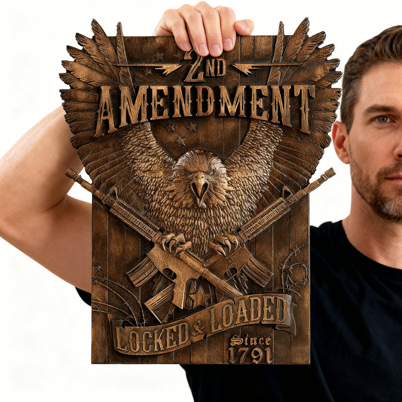 Handcrafted Solid Wood Wall Art - Commemorating the Second Amendment