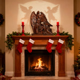 Hand-Carved Holy Family & Guardian Angel Solid Wood Statue: A Faith Artwork Anchoring Divine Blessings for Your Home