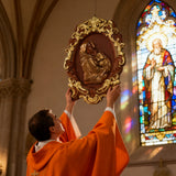 Bgcopper Mutter Maria mit Baby Jesus Holz schnitzerei Dekor