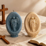 Oval Virgin Mary Scented Candle: A Sacred Blend of Devotion & Elegance