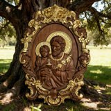 “St. Joseph & Child Jesus” Hand-Carved Wood Icon – A Timeless Christian Gift for Father’s Day & Faithful Homes