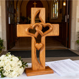 50% Off Today!Interwoven Hearts Wood Cross - A God-Centered Symbol for Marriage & Anniversaries