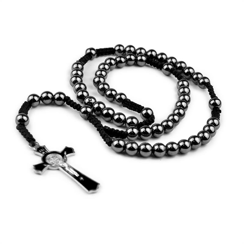 Black gallstone rosary five-segment hand-held rosary cross pendant