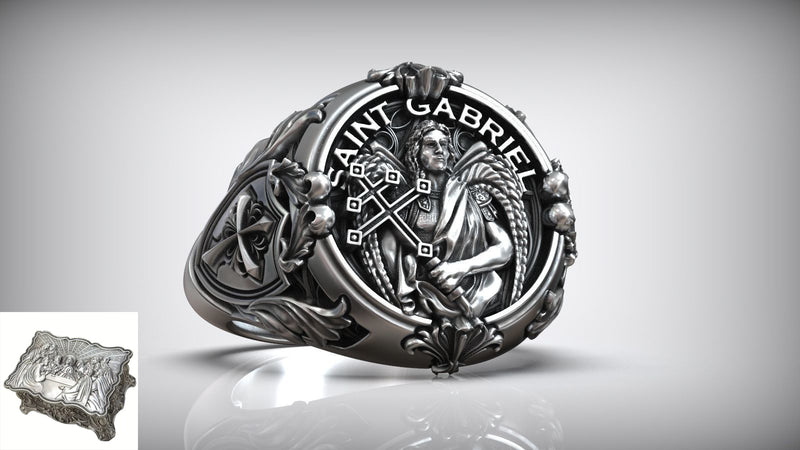 St. Michael Archangel Holy Sword Gabriel Angel S925K Silver Ring