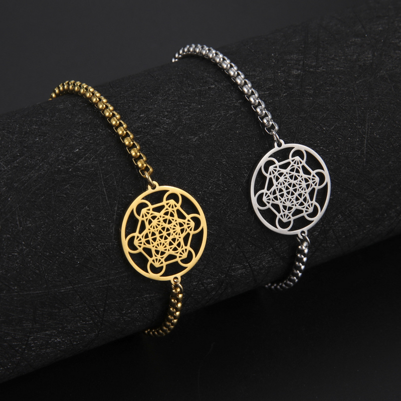 Metatron's Cube Bracelet|Archangel Symbol Jewelry Spiritual Women|Solomon Spells Sacred Geometry Stainless Steel Accessories