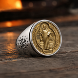 Saint Benedict Medal Stainless Steel Cross Ring