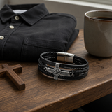 Celtic Knot Cross Multi‑Layer Leather Magnetic Bracelet - design detail