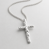 Twisted Hammered Textured Cross Pendant Necklace
