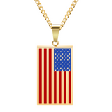 🇺🇸 American Flag Dog Tag Pendant Necklace