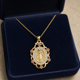 Two‑Tone Rose Virgin Mary Necklace, Vintage Zircon Religious Pendant for Women