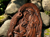Natural Beechwood Nativity Scene Wooden Carved Plaque Tabletop Arrangement