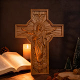 Ascension of Jesus wood carving cross