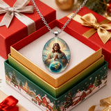 “Divine Jesus” Christian Necklace – A Symbol of Faith, Protection, and God’s Universal Love
