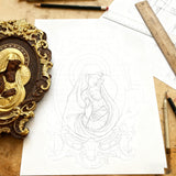 Mother Mary with Baby Jesus Wood Carving Decor