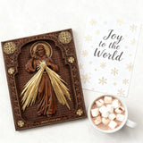 The Sacred Heart and Divine Mercy Jesus Christ Wood Wall Plaque