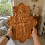 God's Shepherd religious gift Wooden carved chrirstian wall art