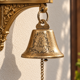 Our Lady of Grace Wall Bell – Antique Gold Marian Door Blessing Decor