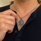 Vintage Double-Sided Embossed Bald Eagle Medal Stainless Steel Men’s Necklace