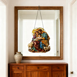 🕊️ Holy Family & Lambs Stained-Glass Acrylic Suncatcher: A Christian Symbol of Love & Flock