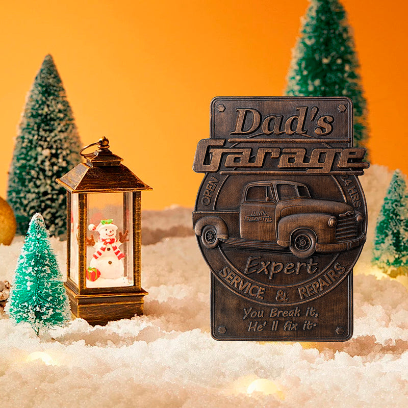 Dad's Garage Icon, Wooden Garage Pendant, Father's Day Gift