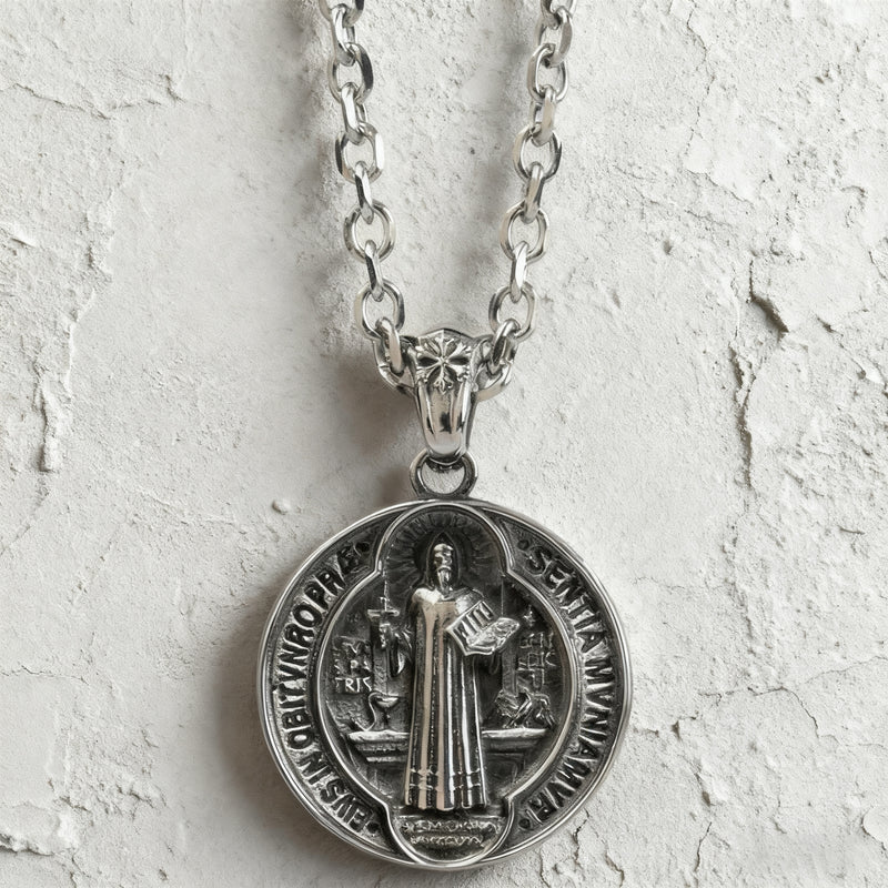St. Benedict Home Blessing Titanium Steel Pendant