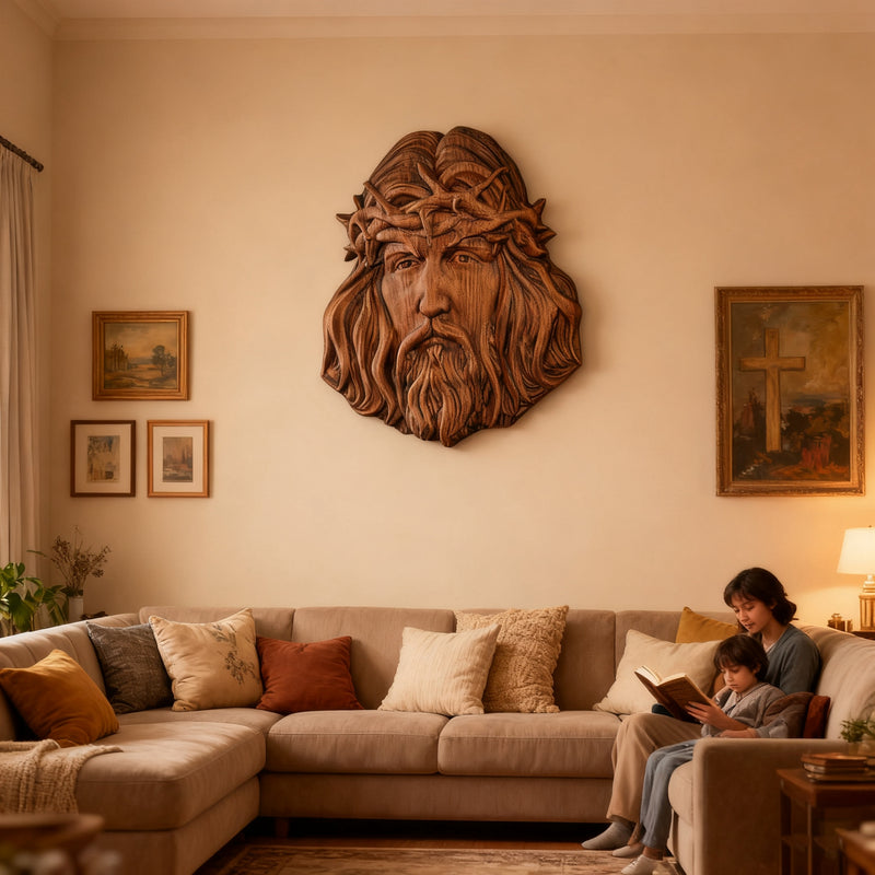 Handcrafted Beechwood Jesus Thorn Crown Wall Hanging — A Sacred Reminder of His Everlasting Love