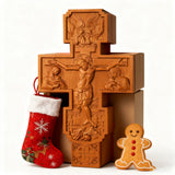 Hand-Carved Beechwood Religious Cross: A Sacred Artistic Testament to Christian Faith