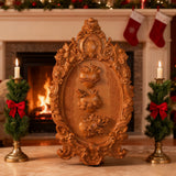 The Holy Family Sacred Hearts Triptych - Hand-Painted Wood Carving