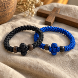 Adjustable Orthodox Prayer Rope Bracelet – Hand-Knotted Christian Prayer Cord with Wooden Beads