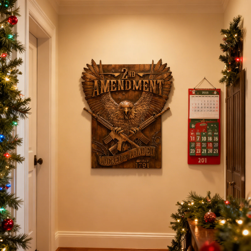 Handcrafted Solid Wood Wall Art - Commemorating the Second Amendment
