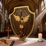 Guardian Michael Wood Carving - Handcrafted Spiritual Shield & Heirloom Gift